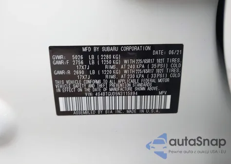 2022 Subaru Outback Wilderness из США, поврежденный, VIN 4S4BTGUD5N3115894